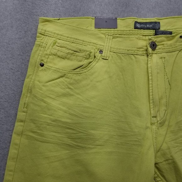 Royal Blue Shorts Mens 42‎ Neon Yellow Chino Pockets Casual Cotton Outdoor - Picture 2 of 12